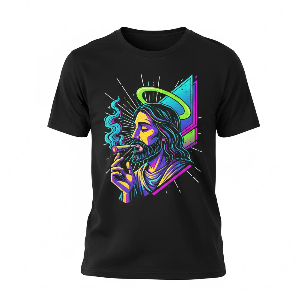 Jesus Christ Smoking a Blunt T-Shirt | Durable, Pre-Shrunk & Vibrant Print