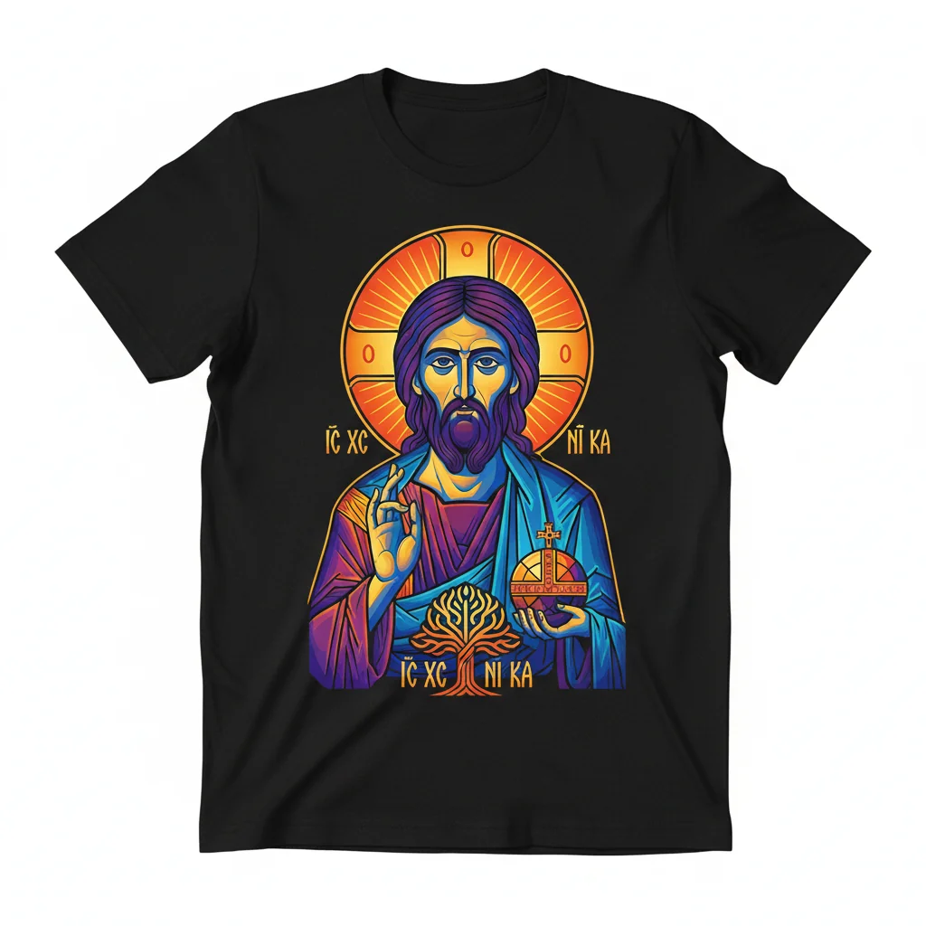 Christ Pantocrator T-Shirt | Durable & Vibrant 'Jesus Ic Xc Ni Ka' Icon
