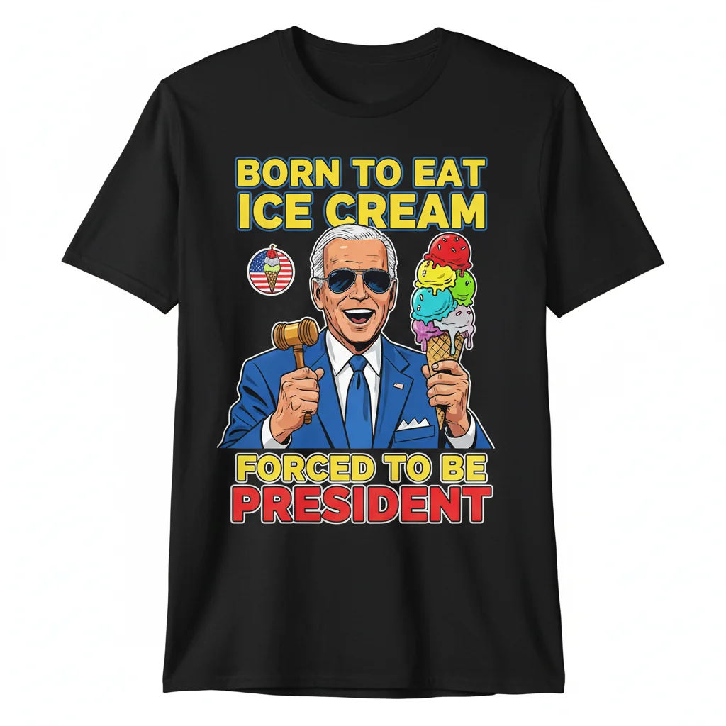 Whimsical Joe Biden Ice Cream & Presidency Graphic Tee - Artistic Collection