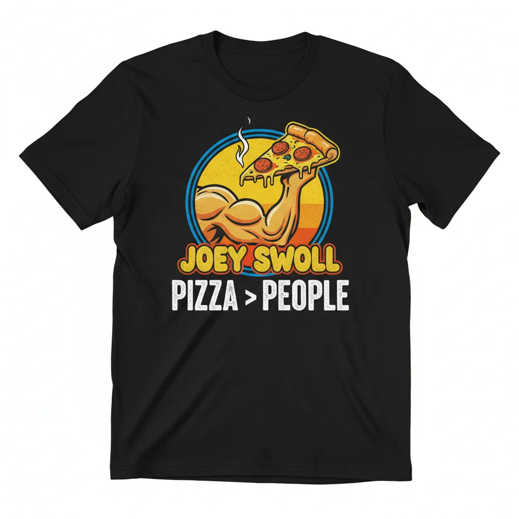 Joey Swoll 'I Like Pizza More Than People' Shirt | Funny Gym Graphic Tee