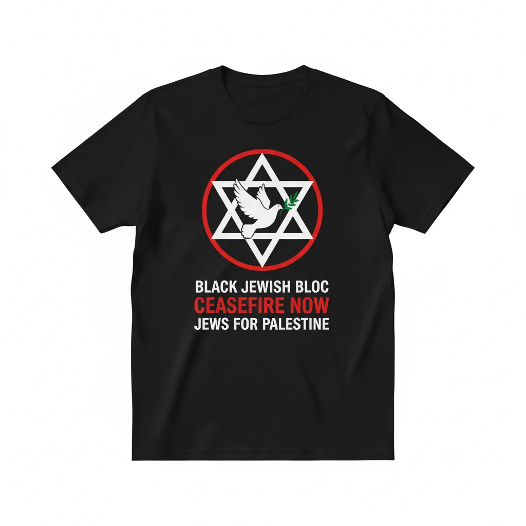 Black Jewish Bloc Ceasefire Now Palestine Solidarity Tee
