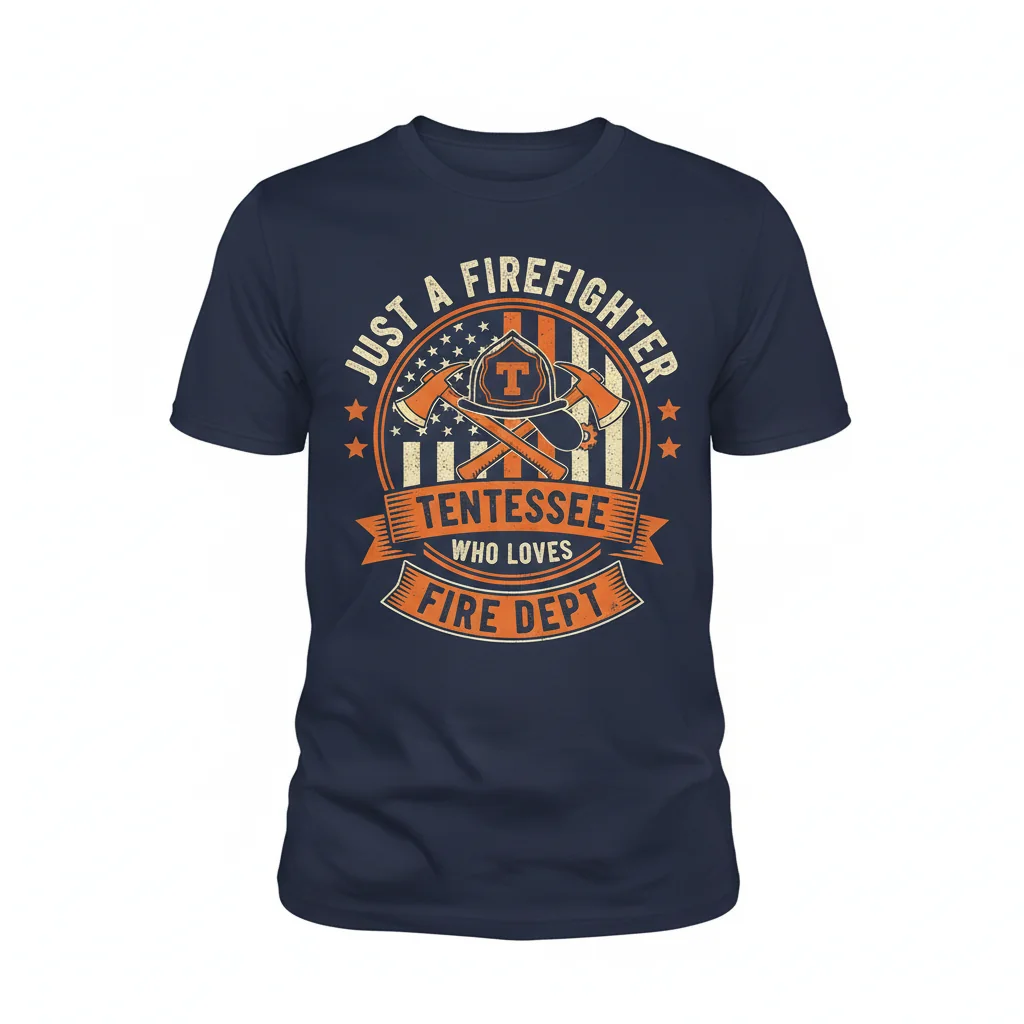 Bombero Voluntario Tennessee con Camiseta "Bomberos que aman Tennessee Volunteers"