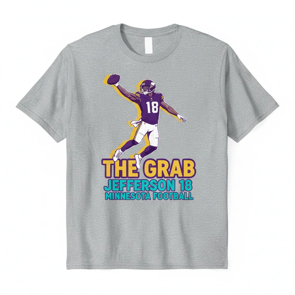 Justin Jefferson Vikings One-Hand Catch Shirt | Premium Fan Apparel