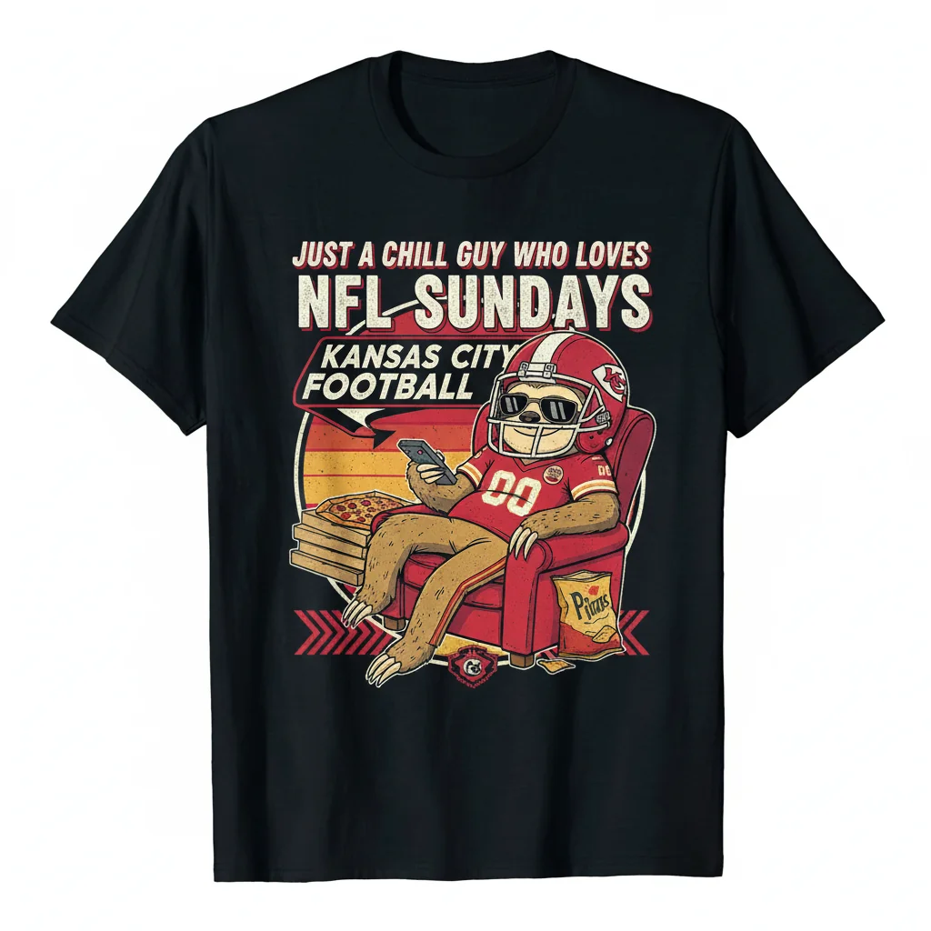 Kansas City Chiefs 'Just a Chill Guy' Football Meme NFL T-Shirt - Premium Cotton Tee 1 Kansas City Chiefs 'Just a Chill Guy' Football Meme NFL T-Shirt - Premium Cotton Tee