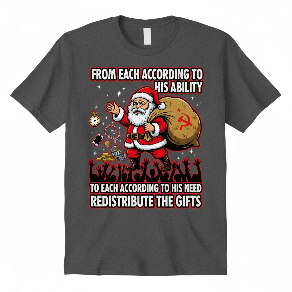 "Redistribute the Gifts" Karl Marx Santa Shirt | Ultra-Durable & Eco-Friendly