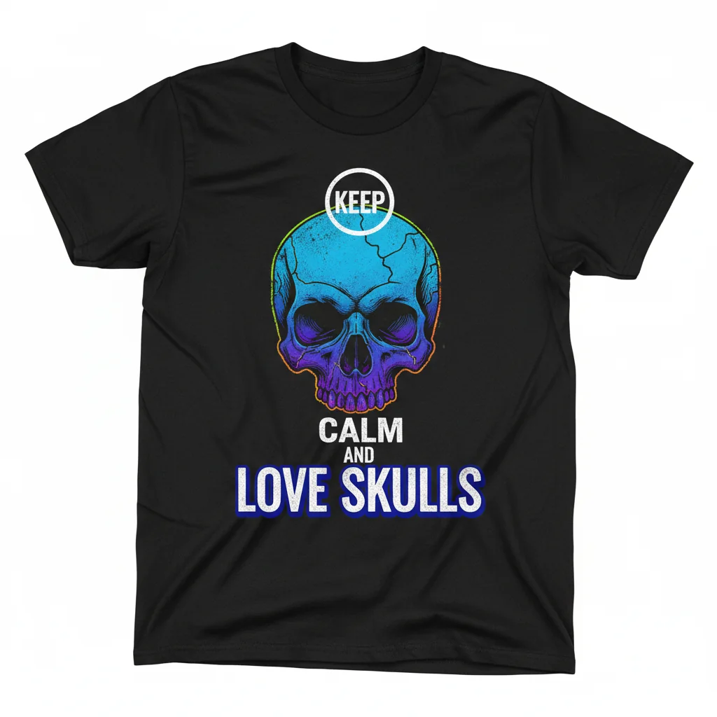 Keep Calm And Love Skulls Essential T-Shirt - Premium Cotton Graphic Tee for Men & Women