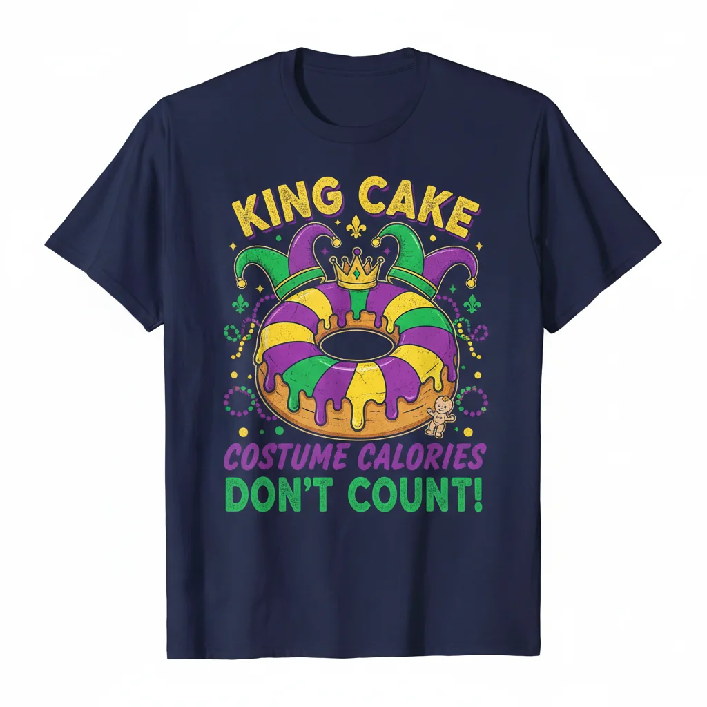 King Cake Calories Don't Count Funny Mardi Gras Essential T-Shirt – Durable & Pre-Shrunk Comfort