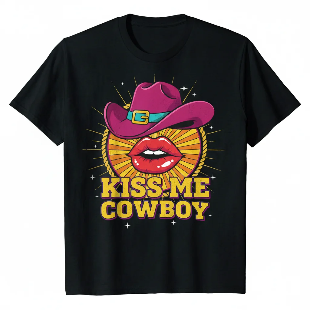 The 'Kiss Me Cowboy' Artistic Expression Tee