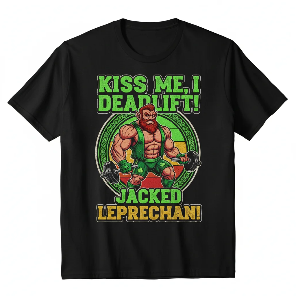 Kiss Me, I Deadlift! Jacked Leprechaun Premium T-Shirt – Unrivaled Durability & Fit