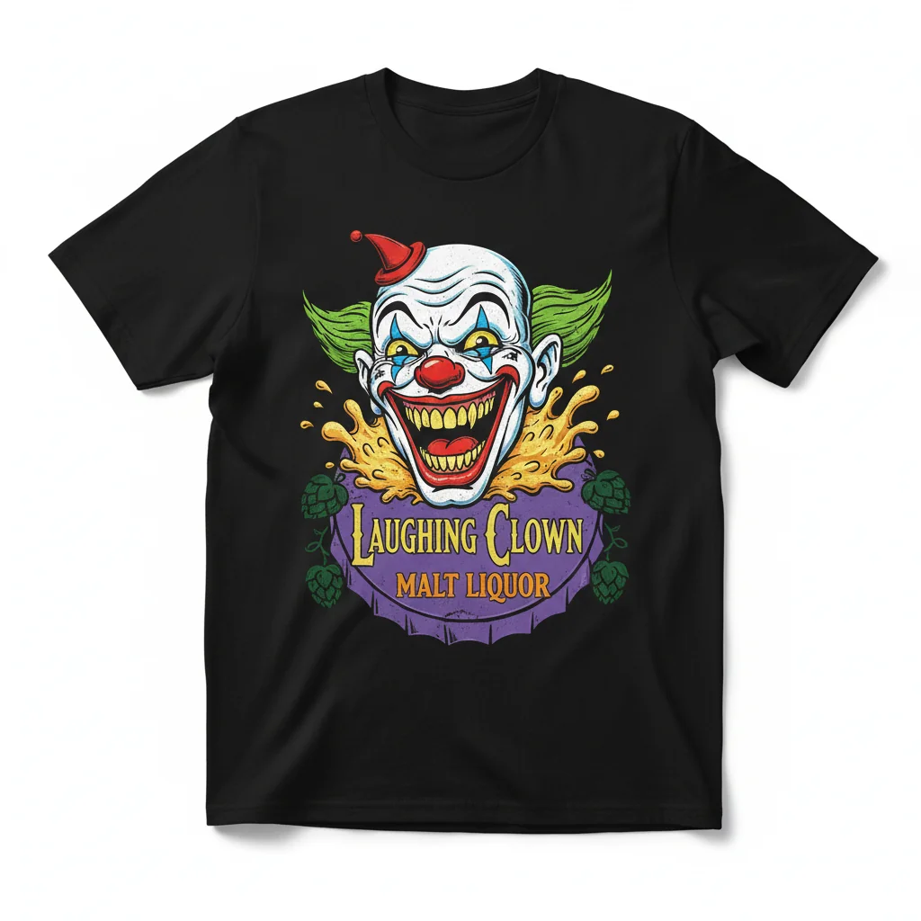 Laughing Clown Malt Liquor Graphic T-Shirt – Unisex Comfort Tee 1 Laughing Clown Malt Liquor Graphic T-Shirt – Unisex Comfort Tee