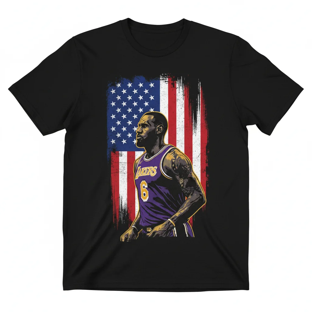 Lebron James Lakers American Flag T-Shirt - Fan Apparel