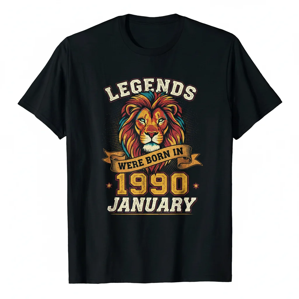 Camiseta de Cumpleaños Vintage "Leyendas Nacieron en Enero 1990" - Estilo y Durabilidad Inigualables