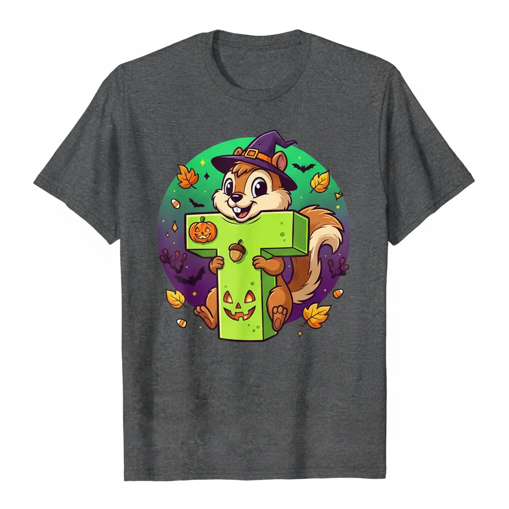 Whimsical Letter T Chipmunk Tee: A Halloween & Everyday Delight