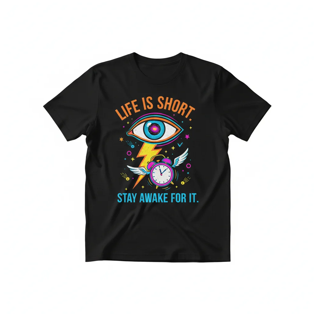 Stay Awake. Live Fully. Essential Tee.