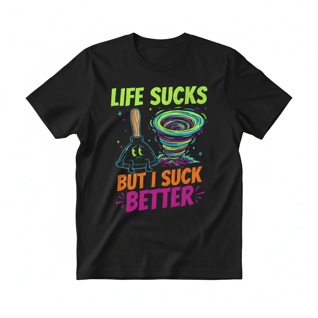 Divertido "Life Sucks But I Suck Better" Camiseta Esencial - 100% Algodón Peinado Unisex