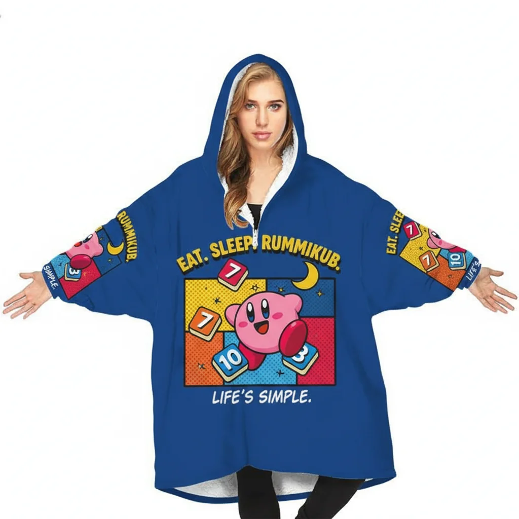 Life's Simple Eat Sleep Rummikub Black T-Shirt - Royal Blue - Kids' One Size