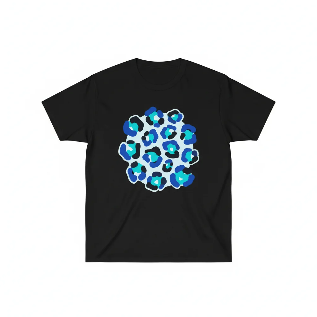 Whimsical Wanderer: Light Blue Leopard Art Tee
