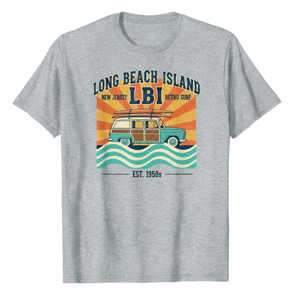 LBI NJ Retro Surf Wagon Tee - Street-Ready Comfort