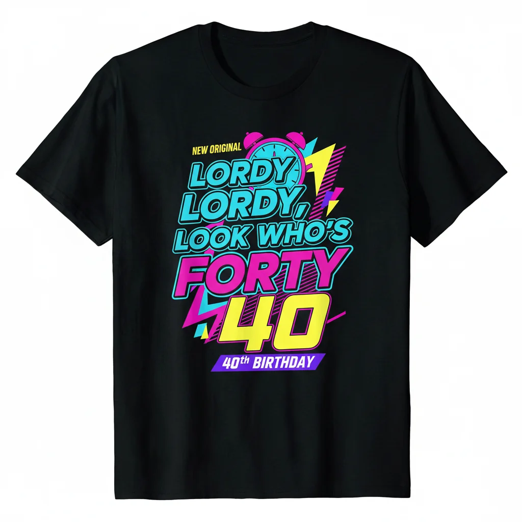 40th Birthday "Lordy Lordy, Look Who's Forty" Essential T-Shirt - Men's & Women's Ring-Spun Cotton Tee