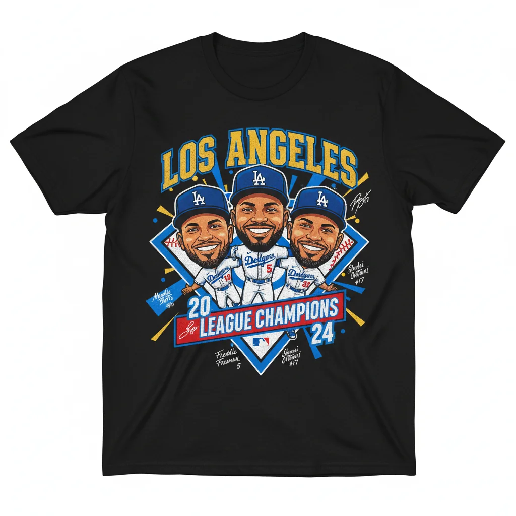 Dodgers Caricatures Signature Tee: Champs Edition