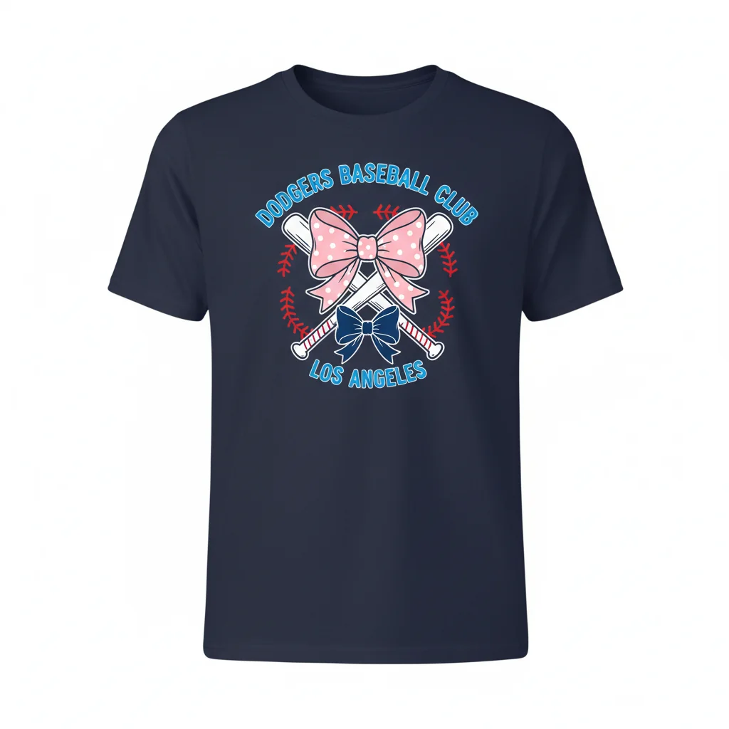 Camiseta Dodgers Coquette con Lazos y Bate de Béisbol: Estilo Duradero y Comodidad sin Límites