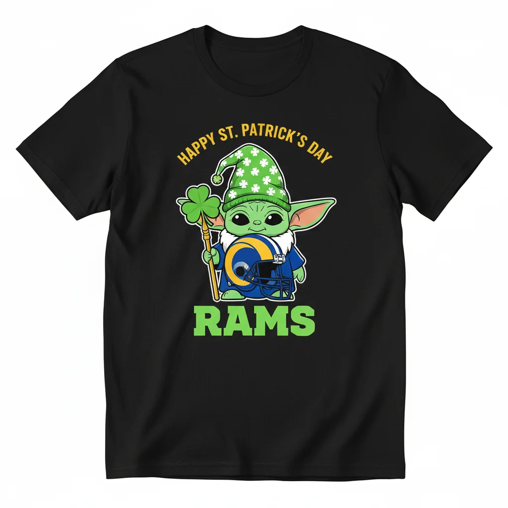 Rams Baby Yoda Gnome St. Patrick's Day Tee