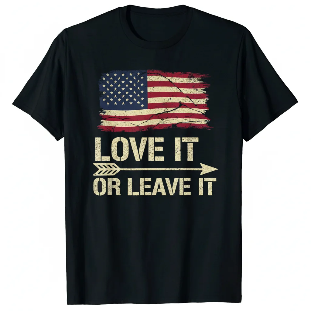 Durable "Love It Or Leave It" American Flag Shirt - Vibrant & Pre-Shrunk Comfort