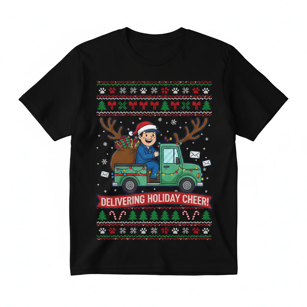 Durable Mail Carrier Ugly Christmas Sweater Funny Gift Essential T-Shirt - Pre-Shrunk & Vibrant