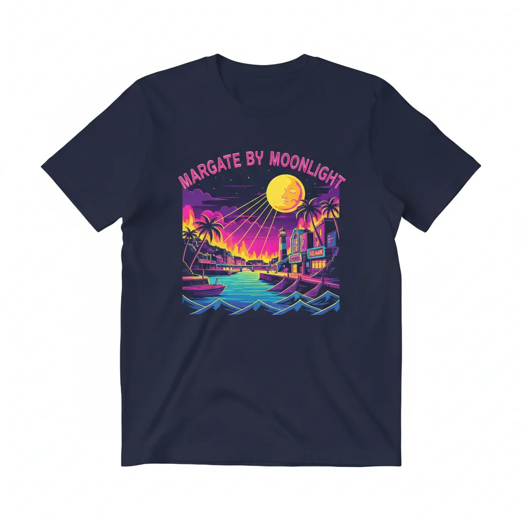 Durable & Vibrant Margate Harbour Night Scene Essential T-Shirt – Fade-Resistant & Perfect Fit