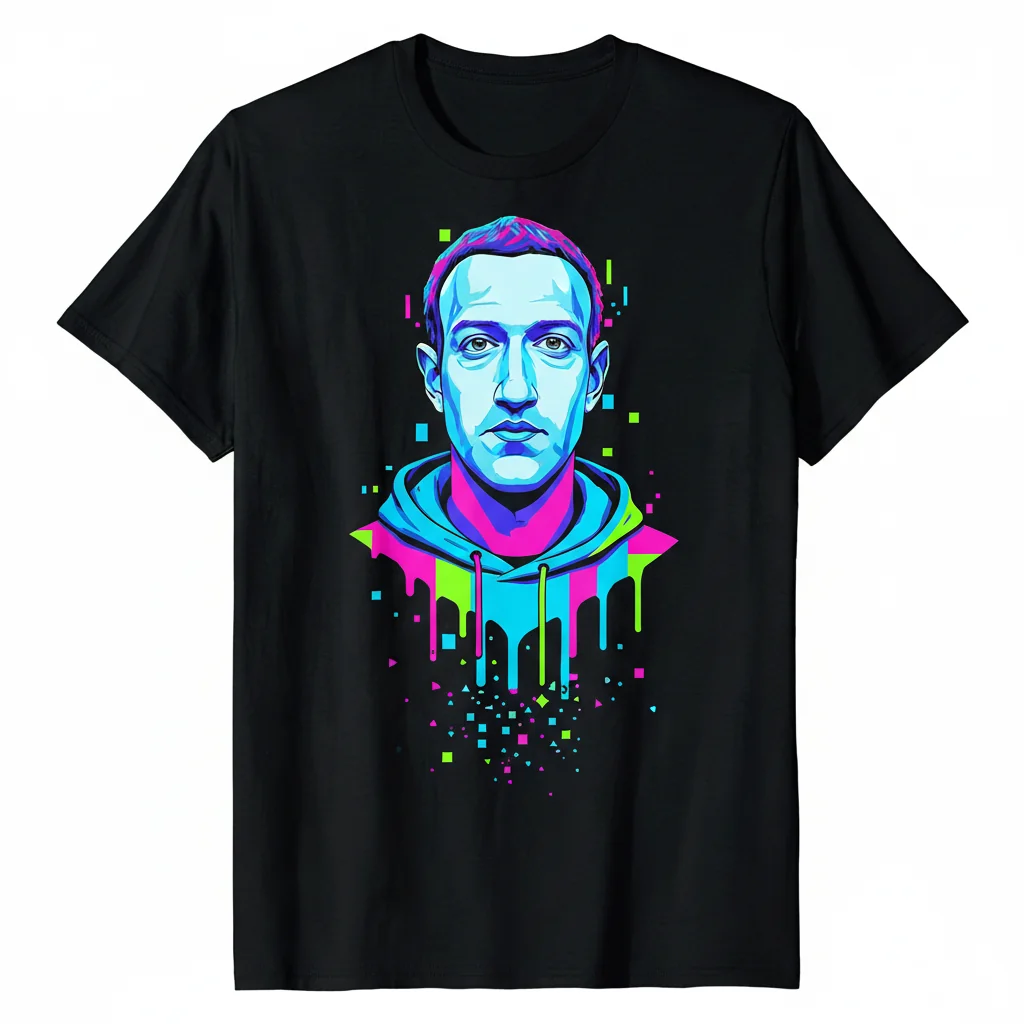 Mark Zuckerberg Drip Ink Painting Style Portrait Essential T-Shirt - Premium Cotton Tee