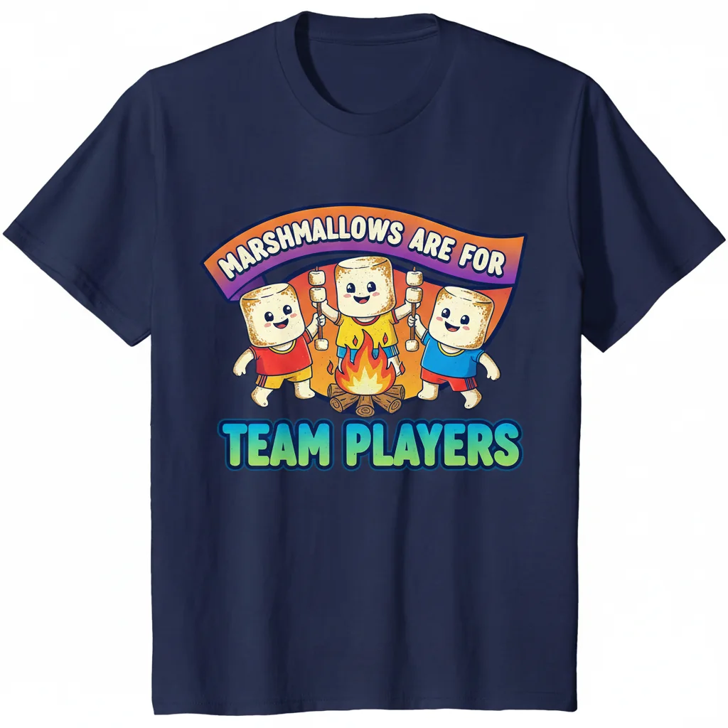T-Shirt Esencial 'Marshmallows Are for Team Players' – Diseño Divertido y Cómodo de Algodón