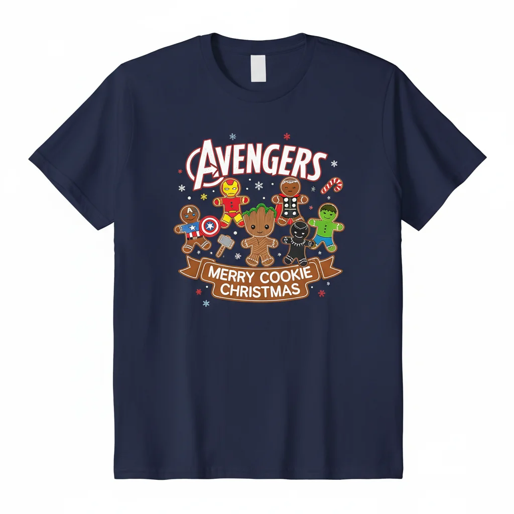 Marvel Avengers Gingerbread Cookies Christmas Essential T-Shirt - Premium Cotton Tee