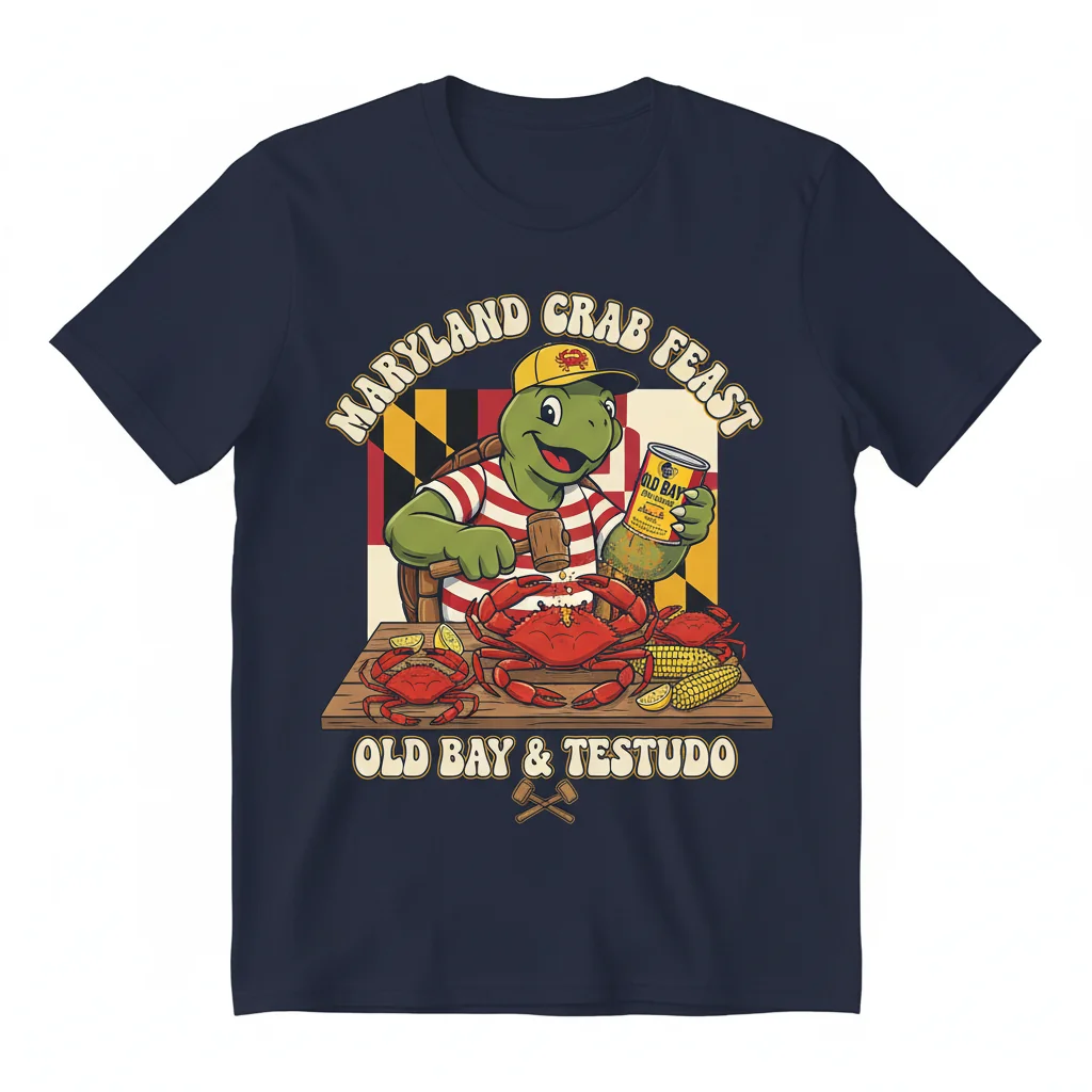 Maryland Terrapins Old Bay Crab Picking Testudo T-Shirt