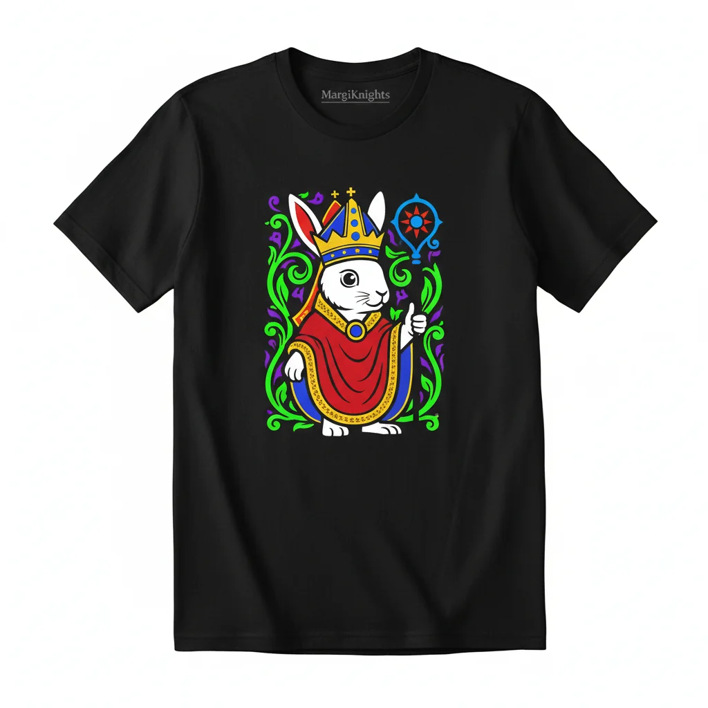 Divine Whimsy: The Rabbit Pope Medieval Marginalia T-Shirt