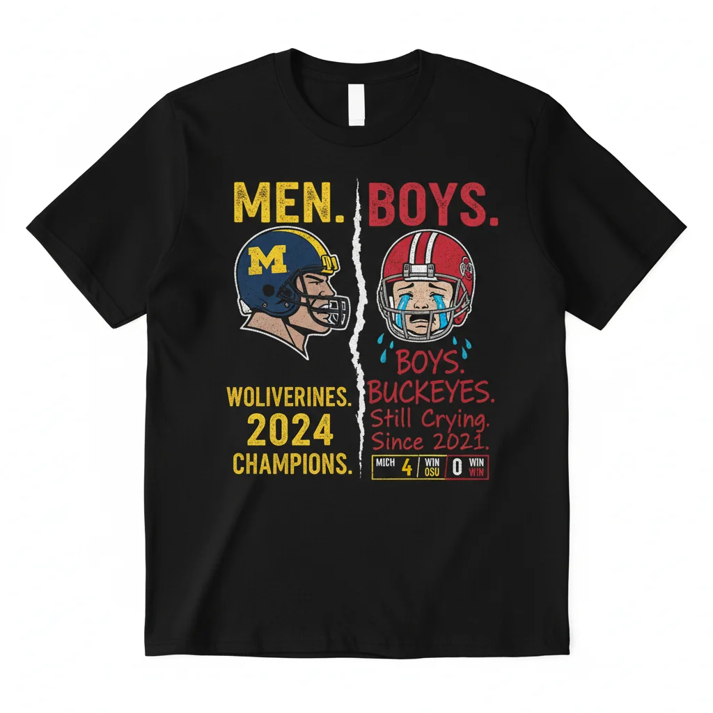 2024 Michigan Wolverines vs Ohio State Buckeyes "Men vs Boys Crying" Rivalry T-Shirt