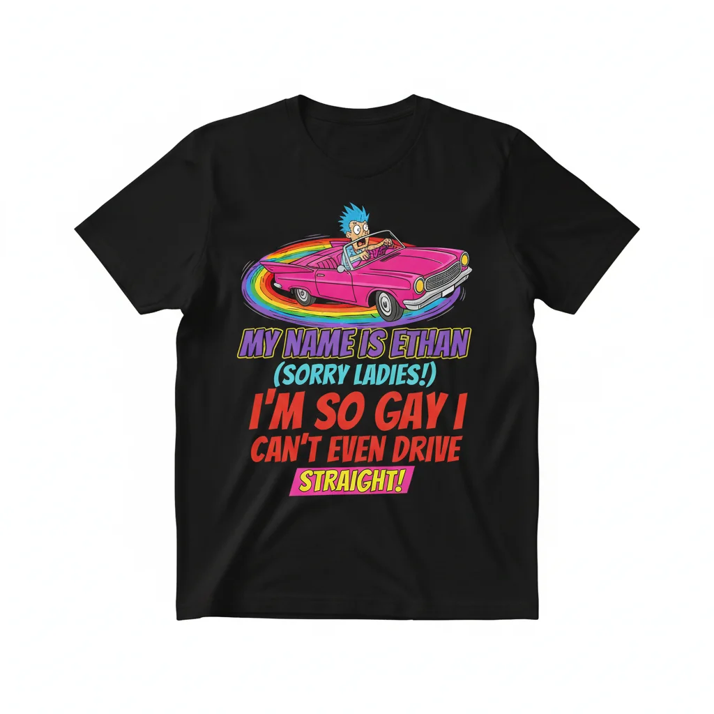 Ethan's Essential T-Shirt: Unapologetically Gay & Unstoppable (Even If I Can't Drive)