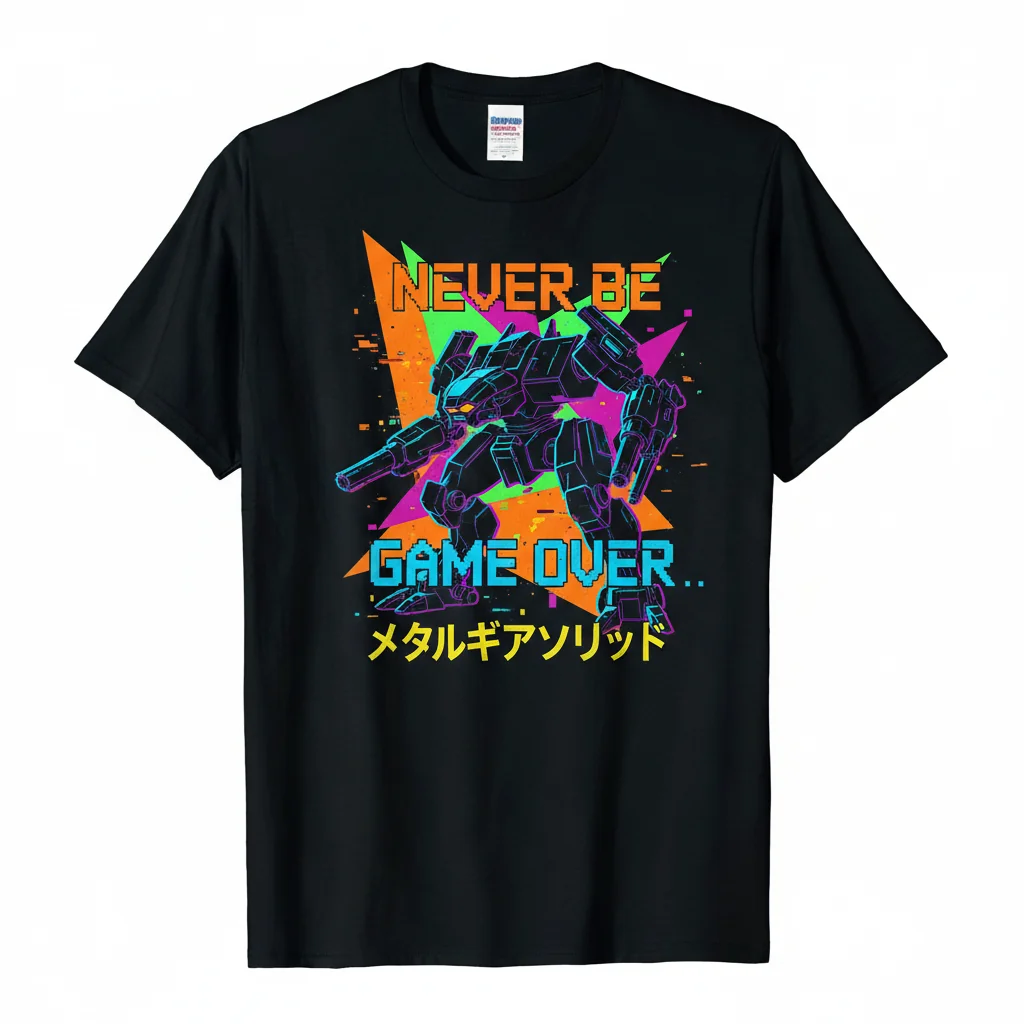 Metal Gear Solid 'Never Be Game Over' T-Shirt | Retro Gaming Tee 1 Metal Gear Solid 'Never Be Game Over' T-Shirt | Retro Gaming Tee