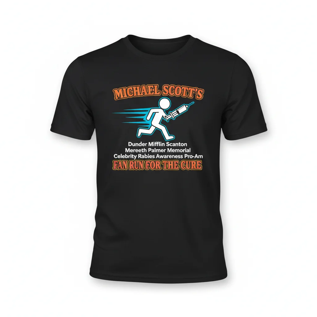 Dunder Mifflin Rabies Awareness Fun Run T-Shirt - Active Fit Michael Scott Tee