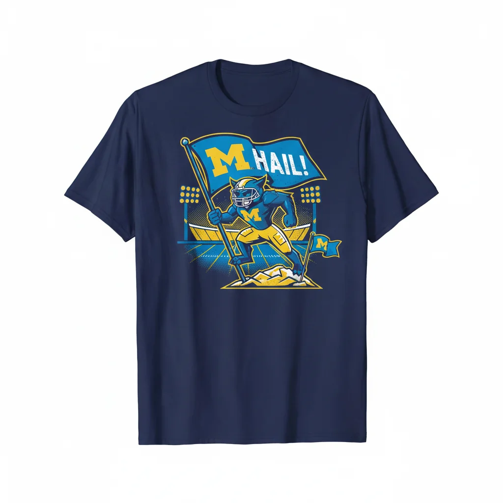 Michigan Wolverines Football 'Plant The Flag Hail' Fan T-Shirt