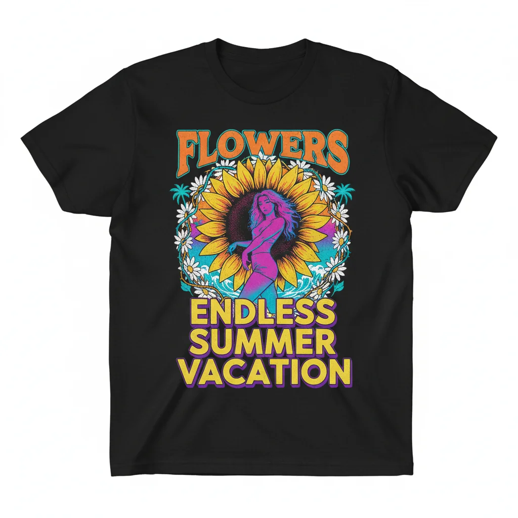 Miley Cyrus Flowers Summer Vacation Tour Merch Tee