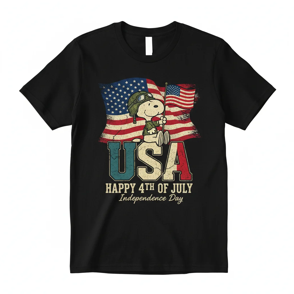 Snoopy 4th of July Shirt | Patriotic Military Peanuts American Flag Tee