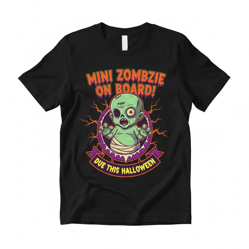 Mini Zombie Belly Funny Pregnant Halloween Costume Essential T-Shirt - Maternity Gag Gift