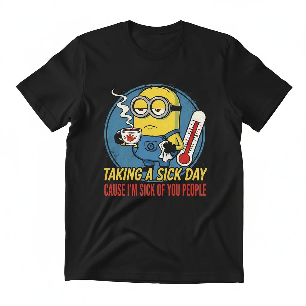 Funny Minion 'Sick of You People' T-Shirt | Sarcastic Sick Day Graphic Tee