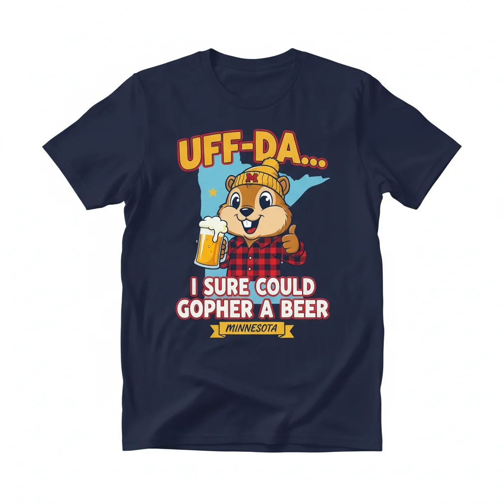 Minnesota Gopher "Uff-da, I Sure Could Gopher a Beer" Tee
