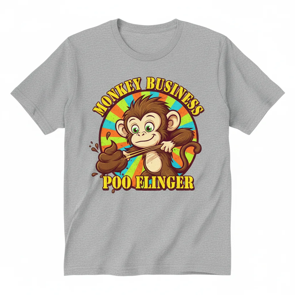 Funny Monkey Flung Poo Essential T-Shirt – Humorous Animal Tee