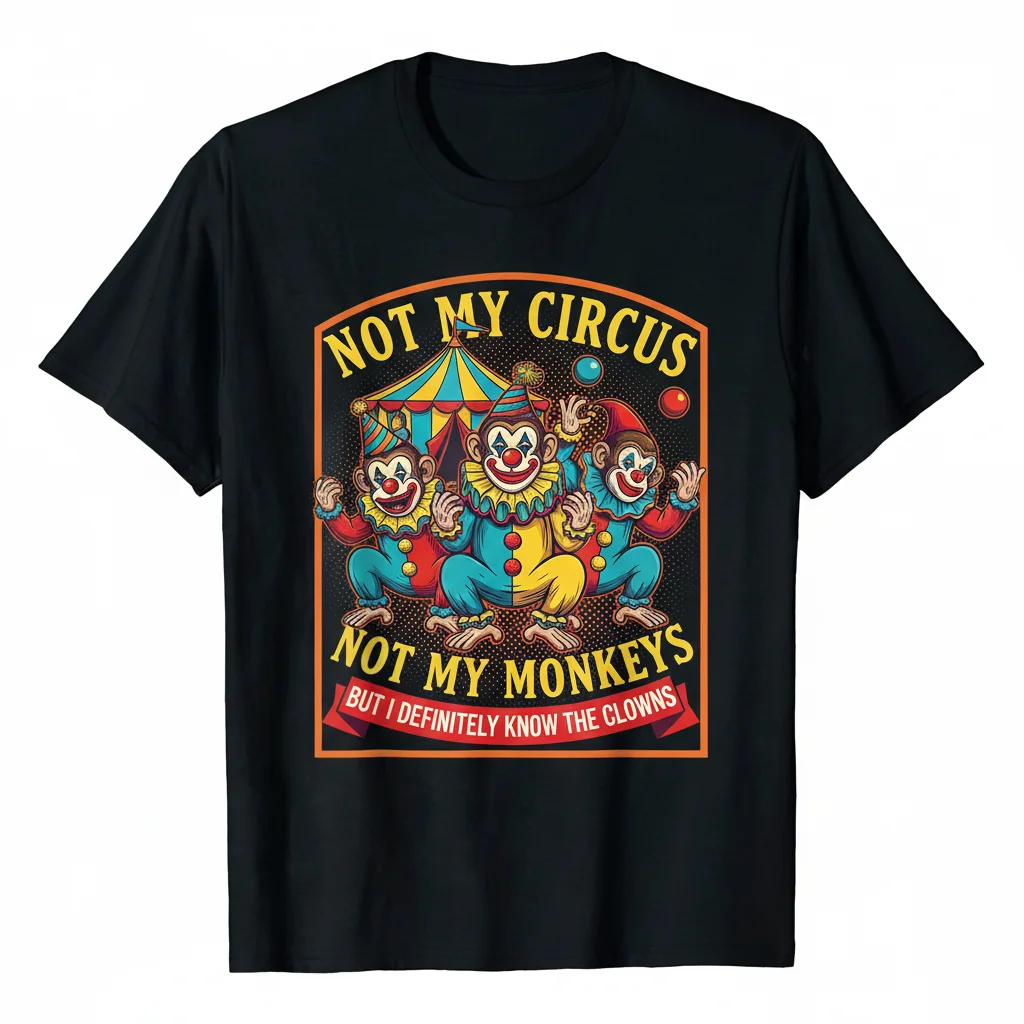Divertida Camiseta "Not My Circus Not My Monkeys" de Payasos