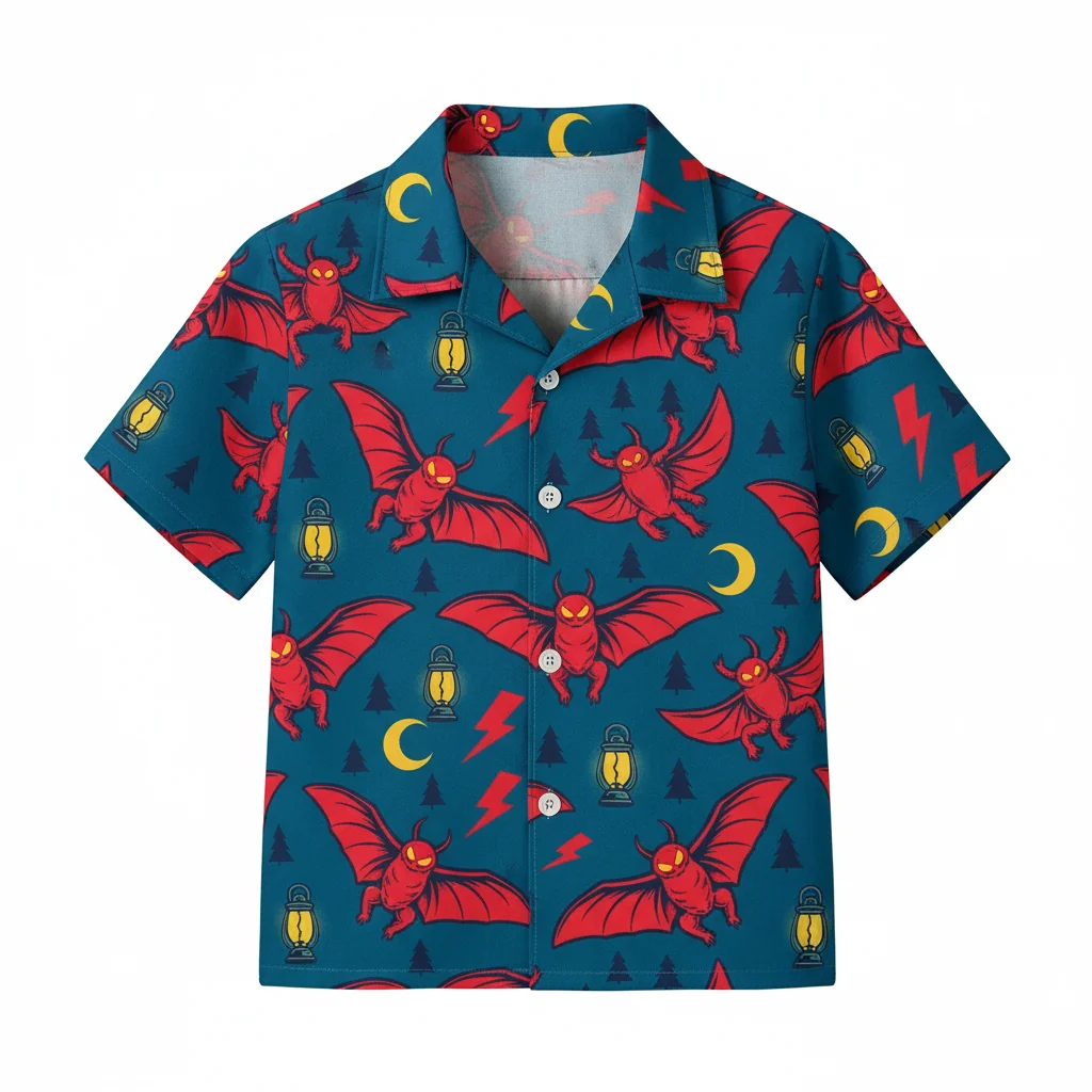 Kids' Mothman Hawaiian Shirt | Fun Cryptid Button-Up Top