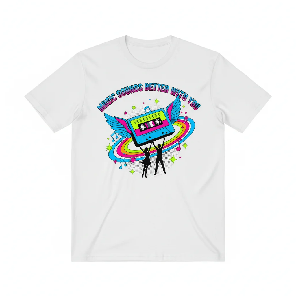 Camiseta Esencial "Music Sounds Better With You" – Algodón Peinado Anillado Premium