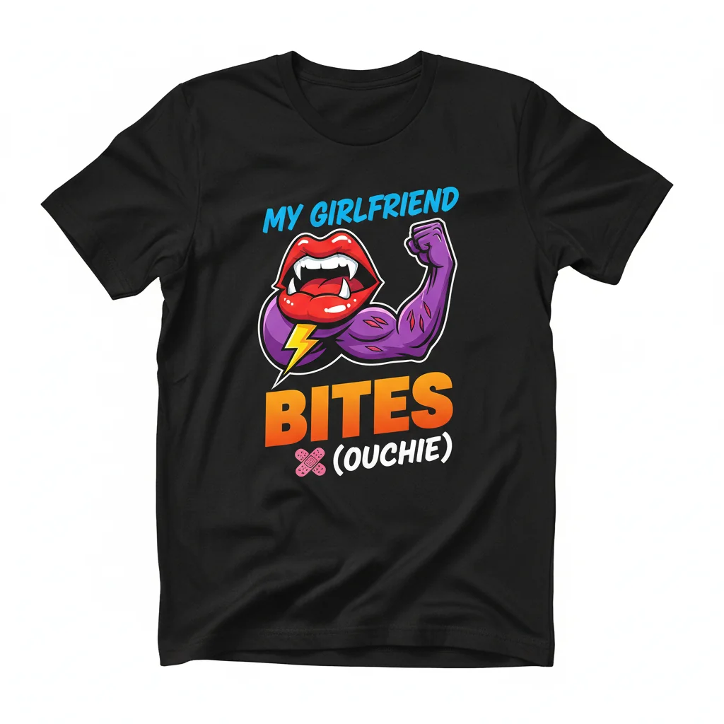 Unisex 'My Girlfriend Bites (Ouchie)' Essential T-Shirt – Durable & Fade-Resistant