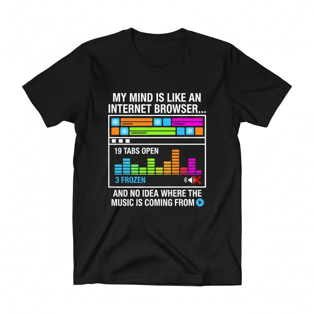 Internet Browser Mind 19 Tabs Frozen Music Funny T-Shirt - Essential Fit